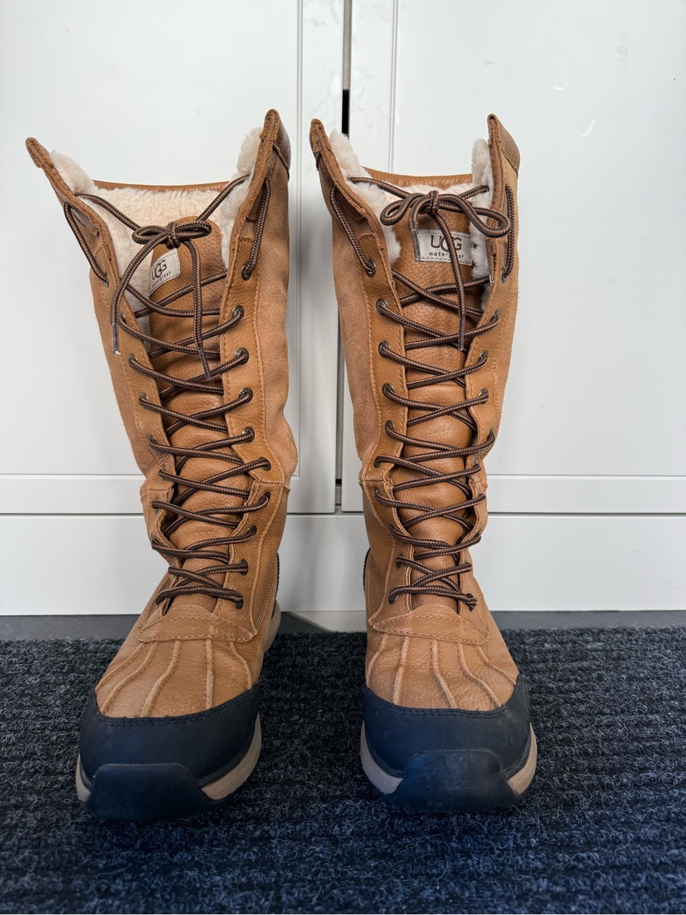 UGG Men's Tan & Black Tall Lace-Up Winter Boots